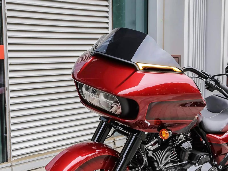 CARGLETRUE Windshield Trim Lights Windscreen Fairing Led Running Light Turn Signals Fit For Harley Road Glide Models 2015-2023 Black Smoke - Image 3